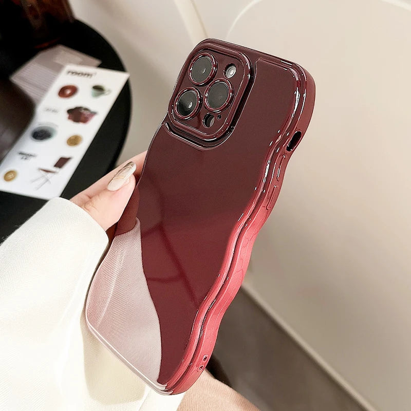 Retro Wine Red Wavy Edge Bumper Phone Case