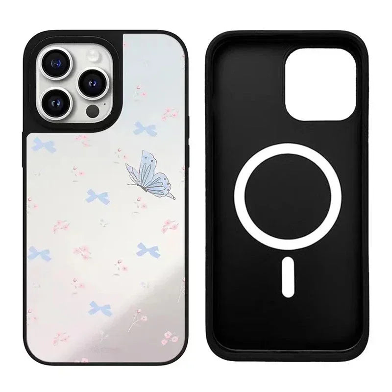 Swan Bowknot Mirror Surface MagSafe Phone Case