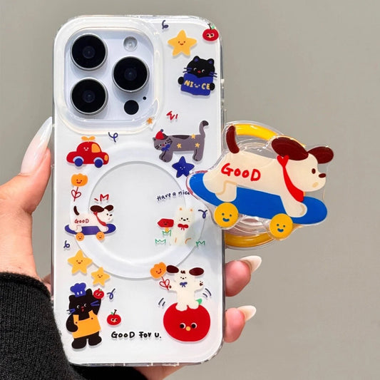 Funny Dog Cute Puppy Cartoon Magnetic Grip Phone Case