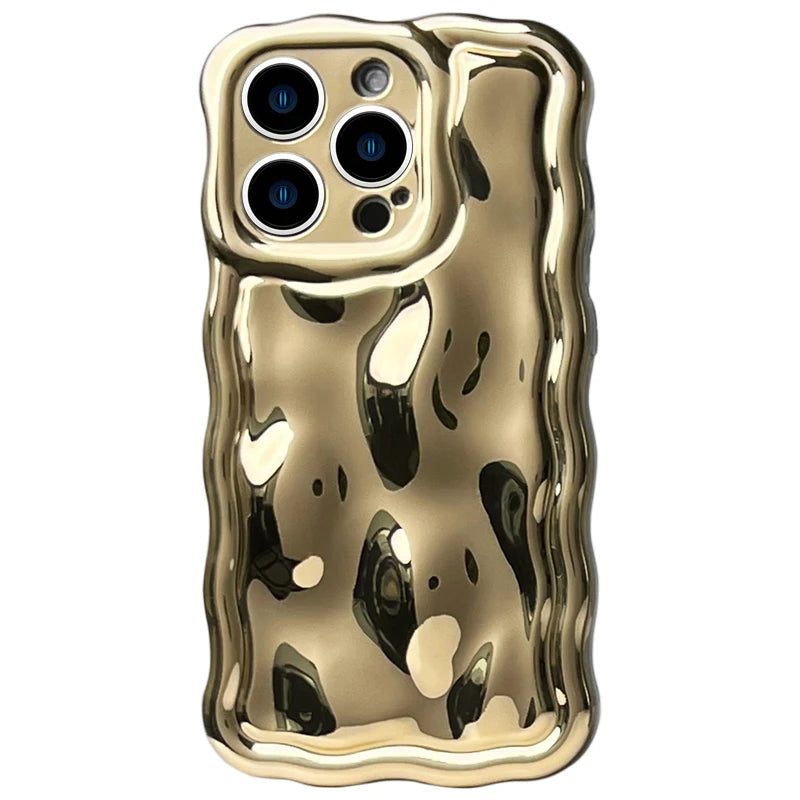 Electroplated Wave Bumper Meteorite Texture Glossy Back Cover Phone Case
