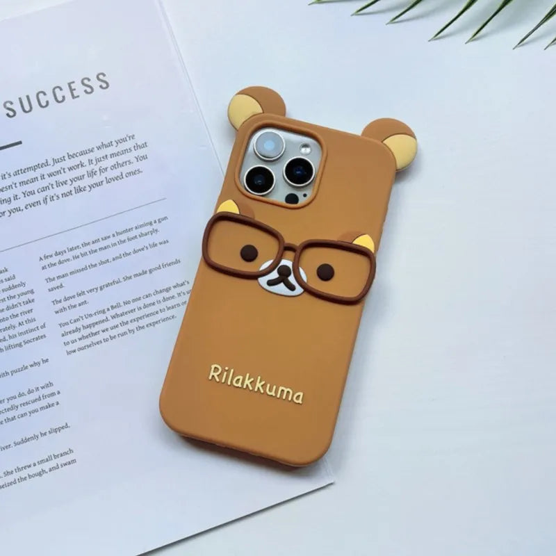 Cute Cartoon Glasses Rilakkuma Bear Phone Case