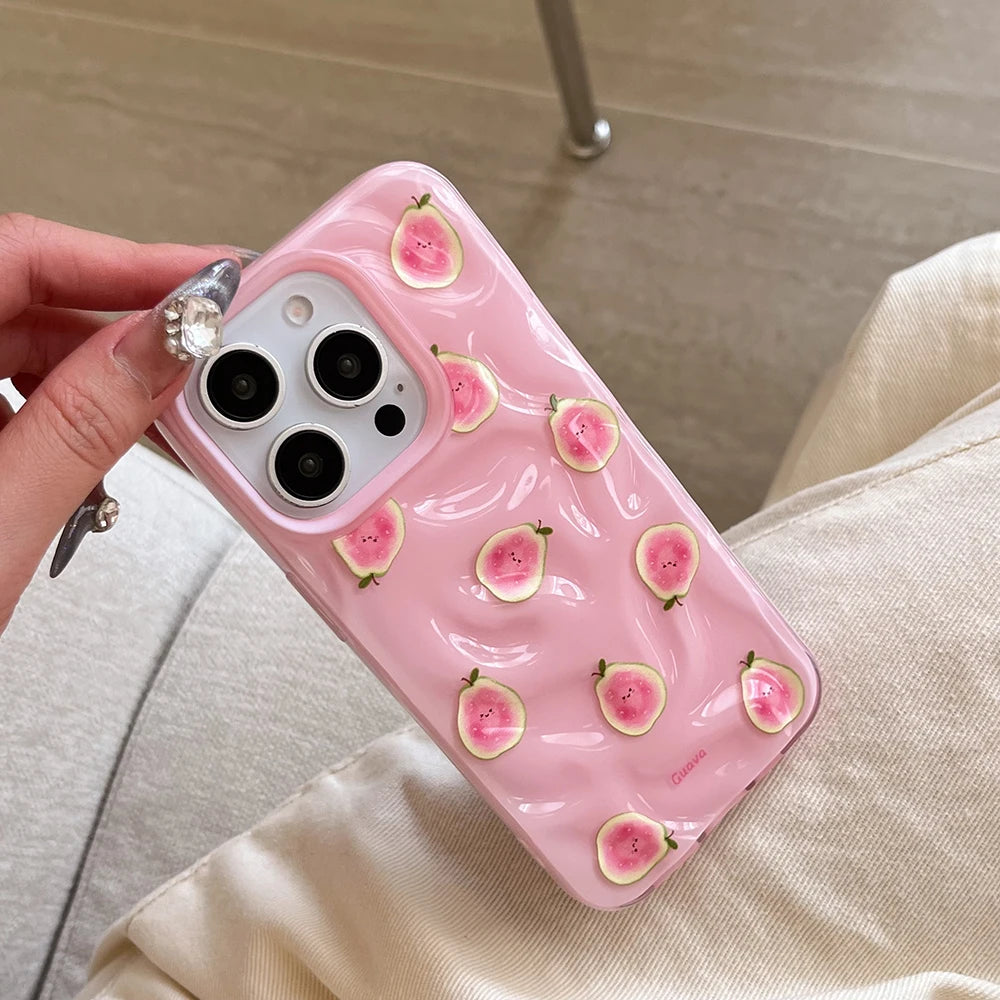 Simple Fruit Durian Avocado Guava Cute Folds Texture Phone Case