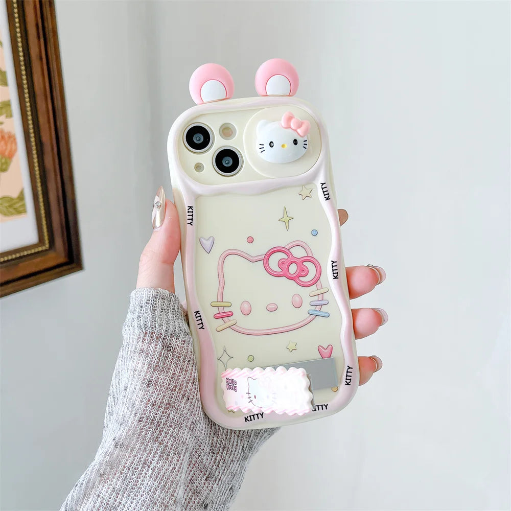 Cute Cartoon Hello Kitty Push-Pull Camera Phone Case for iPhone
