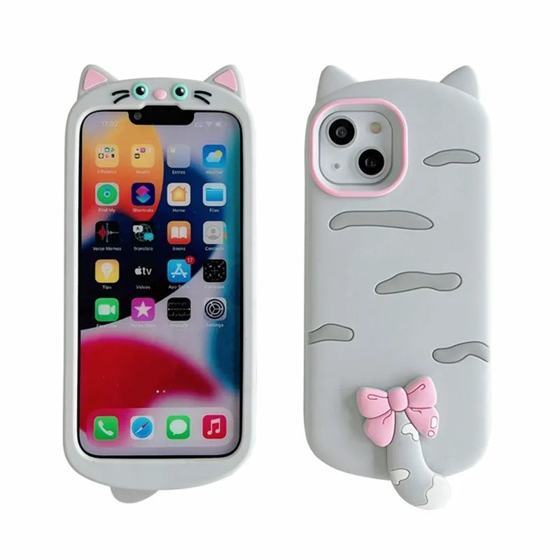 Fashion 3D Cat Soft Silicone Case For iPhone
