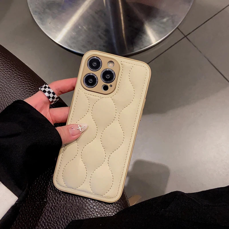 Wave Curve Beige Down Jacket Phone Case
