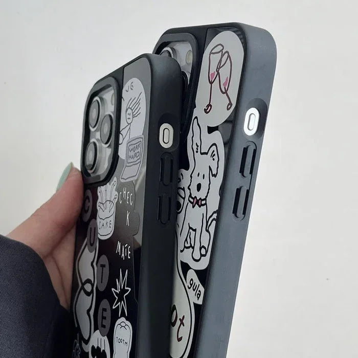 Black Mirror Surface Dog Sticker Phone Case