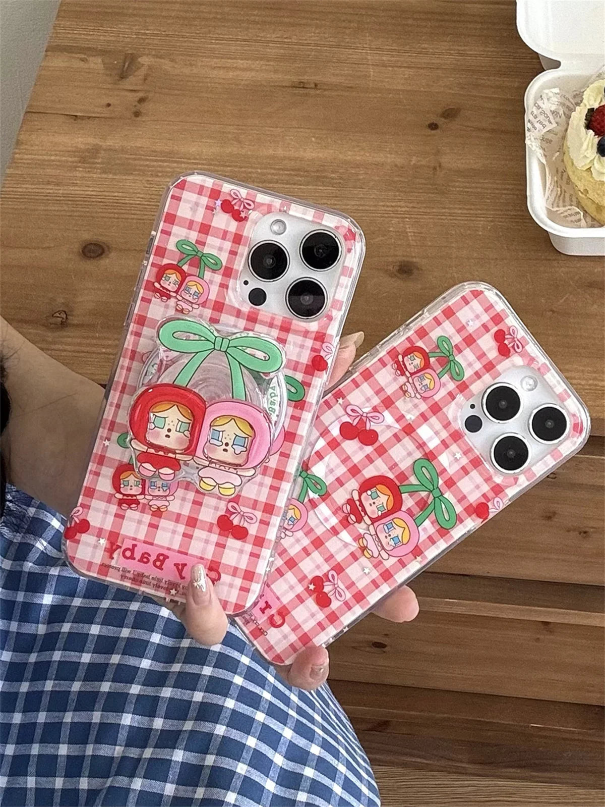 Cute Cherry Girl Magnetic Stand Phone Case