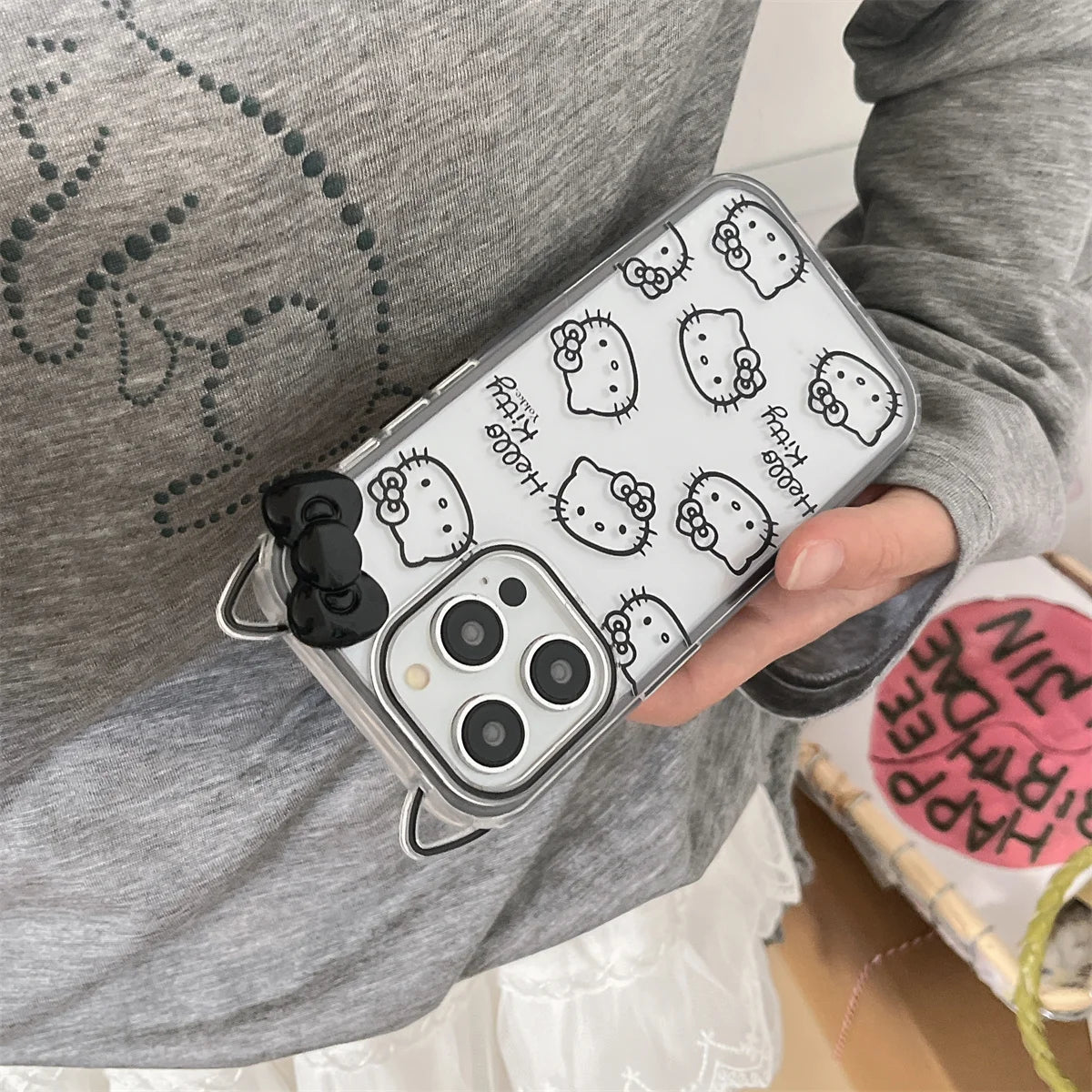 New Cute Cartoon Lines Of Cat Ears Cat Phone Case