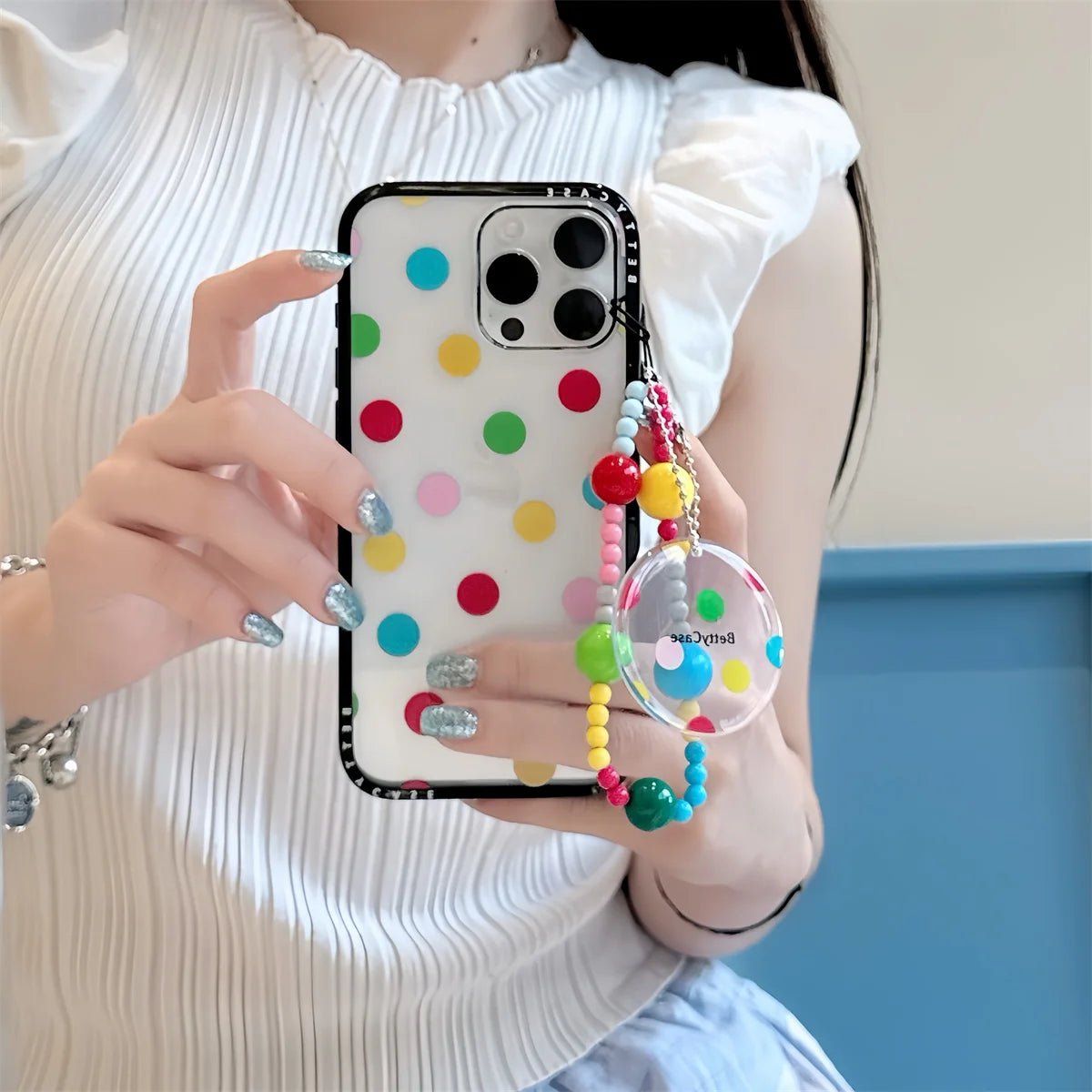 New Cute Cartoon Polka Dot Pendant Phone Case