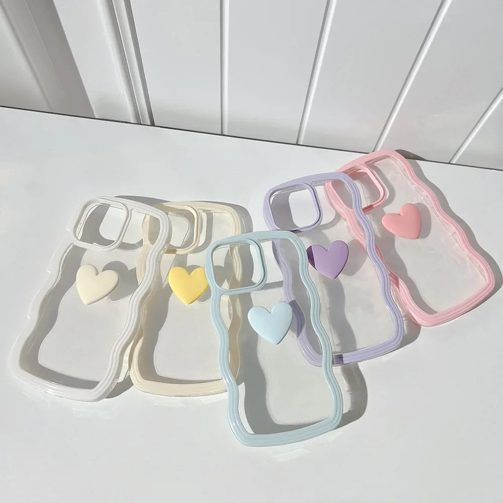 Fashion Wave Frame 3D Love Heart Phone Cover For iPhoneCase