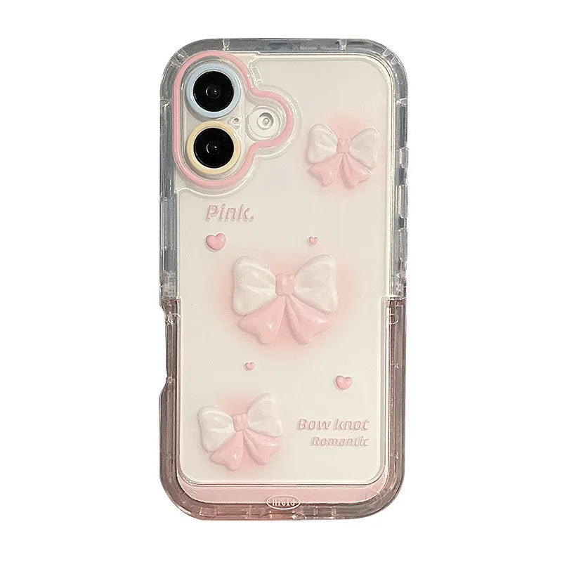 Pink Bow Moon Stars Bracket Phone Case For iPhone