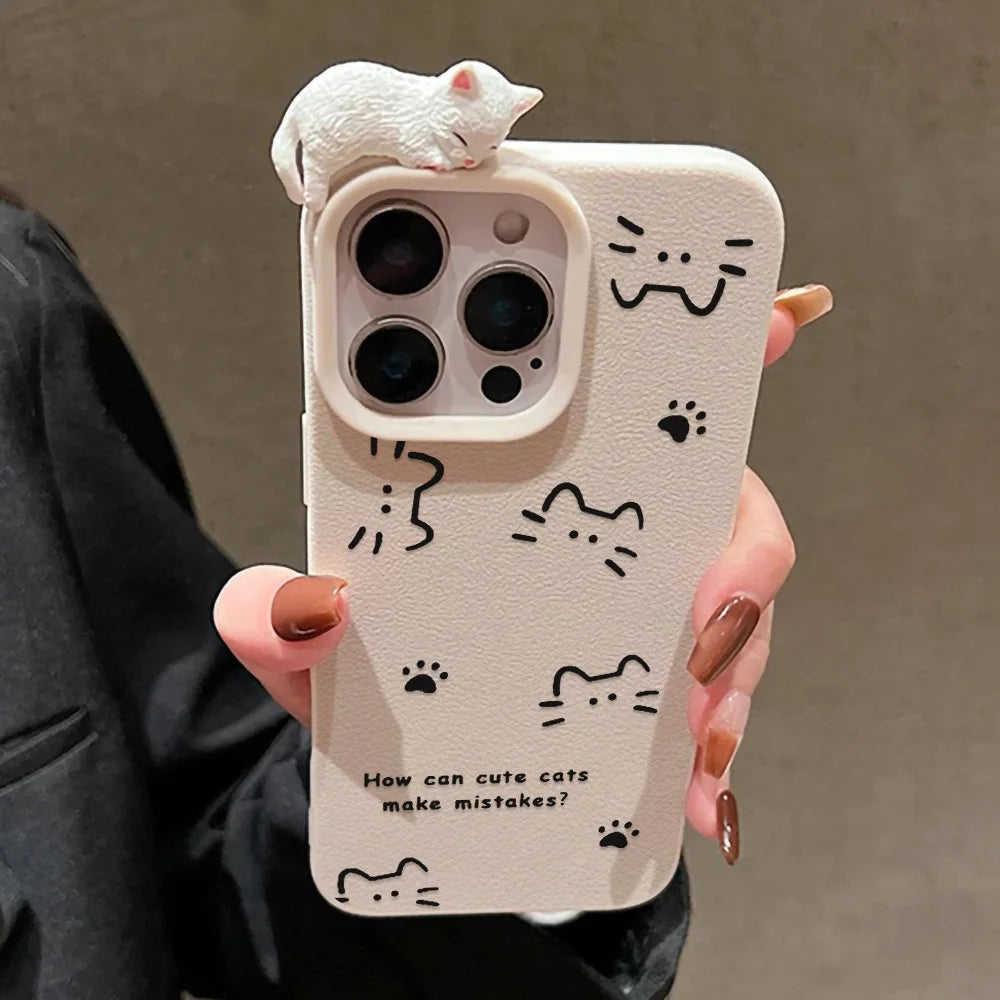 Cartoon Animals Litchi Pattern Phone Case For iPhone