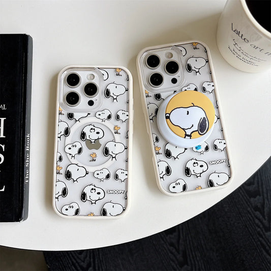 New Cute Cartoon Puppy Magnetic Stand Phone Case