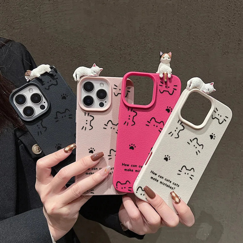 Cartoon Animals Litchi Pattern Phone Case For iPhone