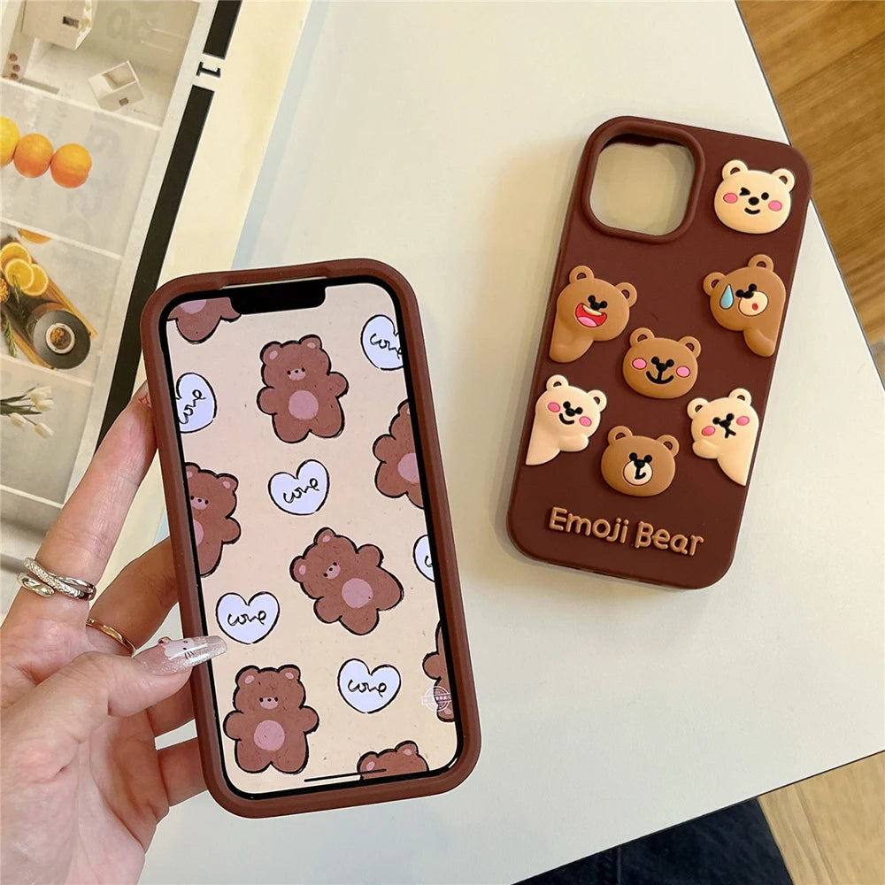 Cute Bear Cartoon Animal Silicone Phone Case