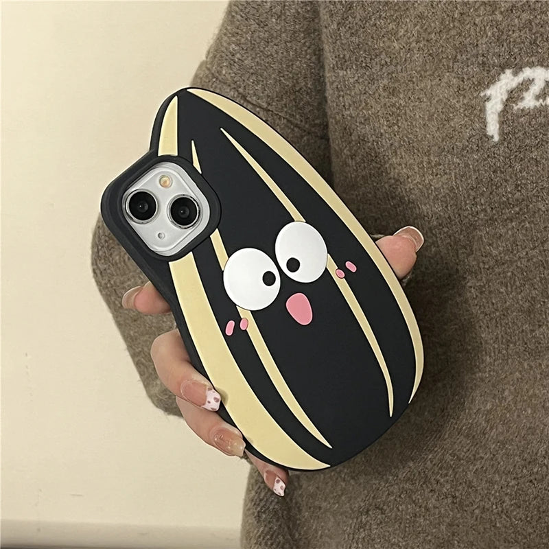 Funny Cartoon Cute Sunflower Seed Silicone Phone Case