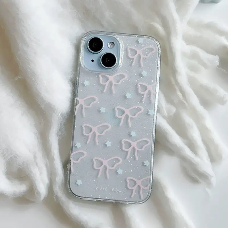 Cute Pink Bow Clear Phone Case
