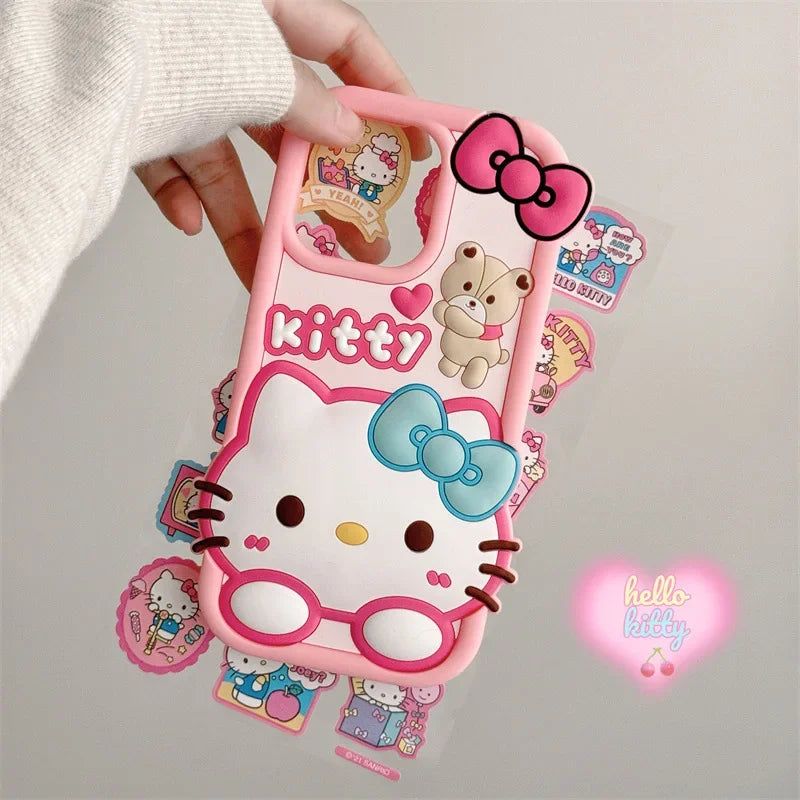 Cute Cartoon Bear Hello Kitty Soft Silicone Phone Case For iPhone