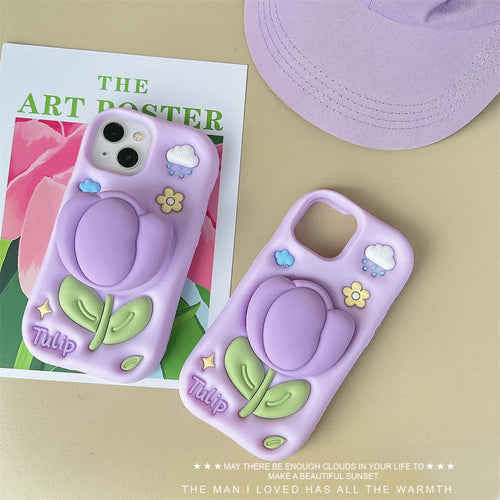 Purple Tulip Telecopic Bracket Phone Case
