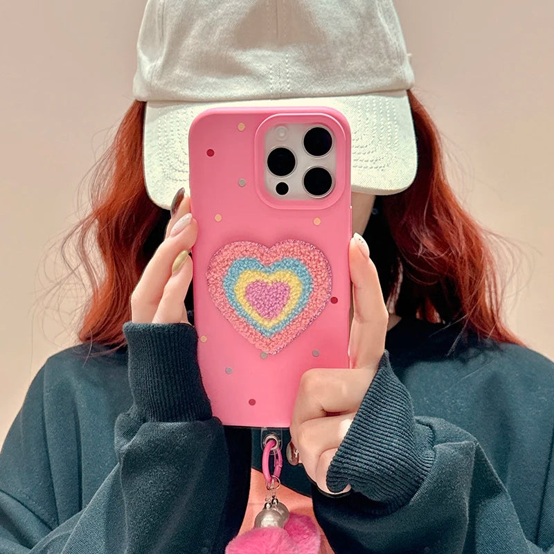 Rose Plush Love Heart Phone Case