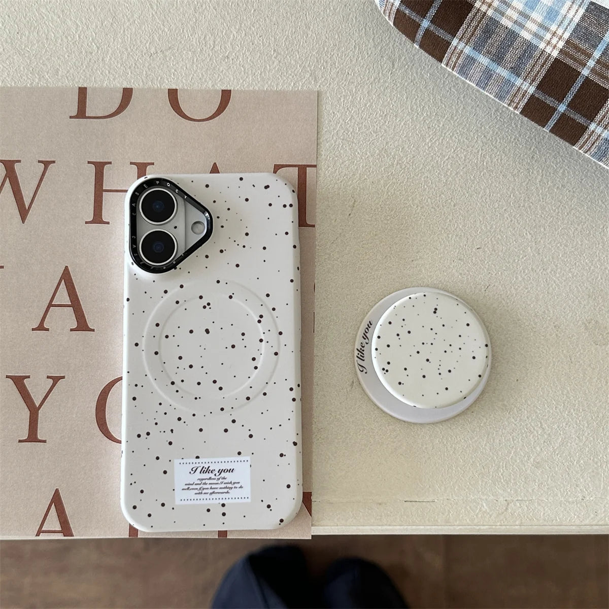 Cute Milk Yellow Splash Magnetic Circle Holder Phone Case