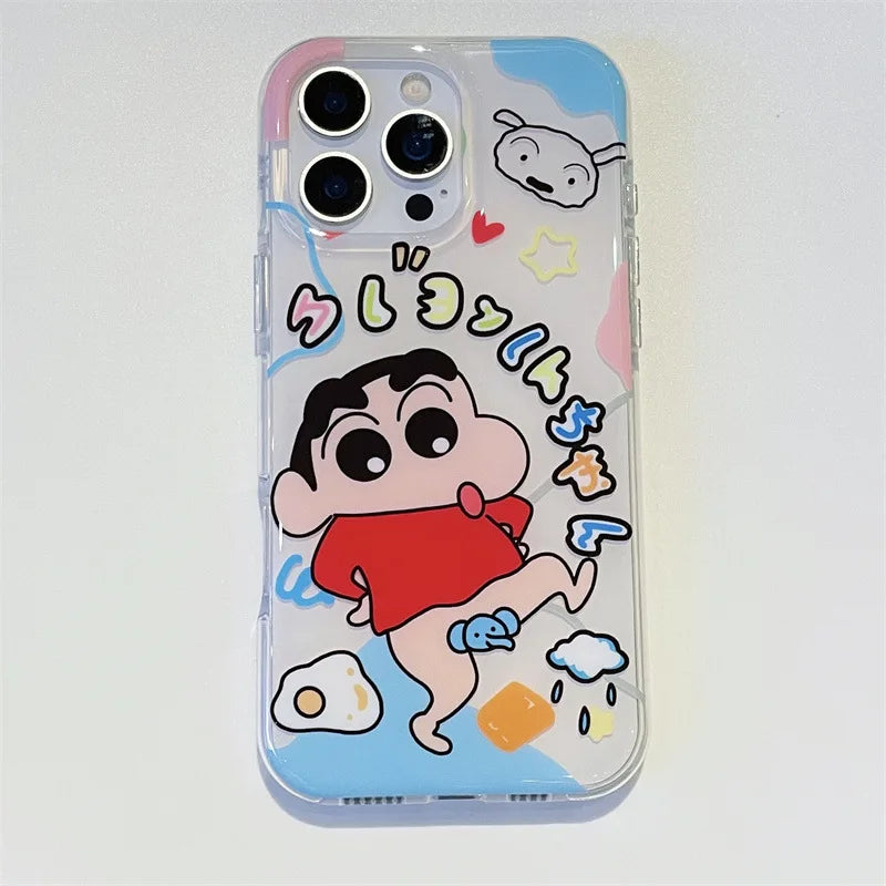 Funny Cartoon Crayon Shin-chan Elephant Rotate Bracket Phone Case For iPhone