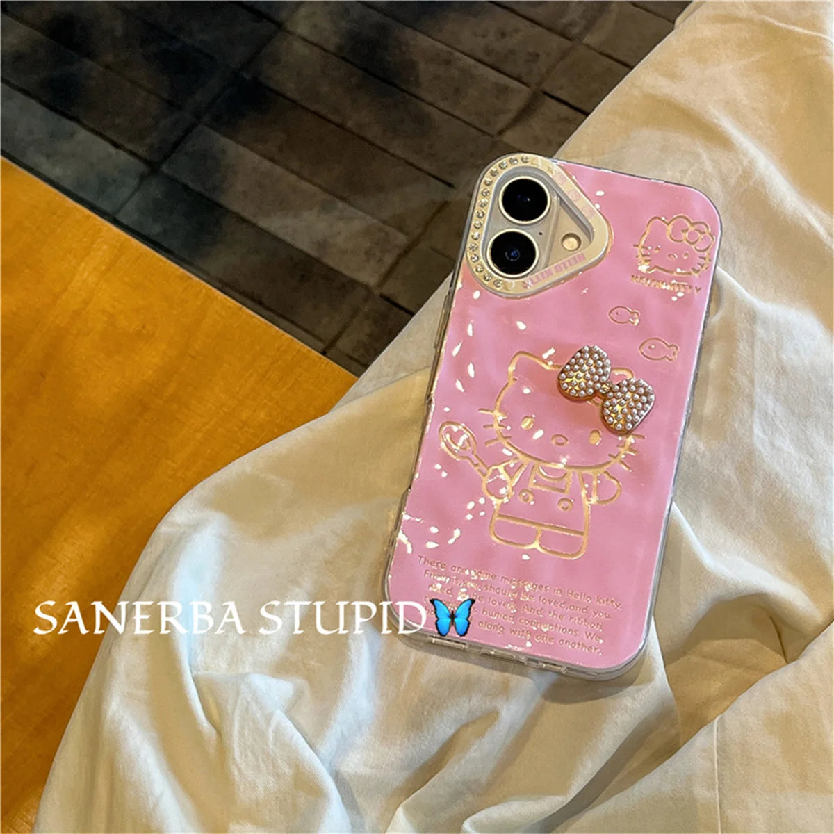 Korean Cute Diamond Camera Pink Phone Case For iPhone
