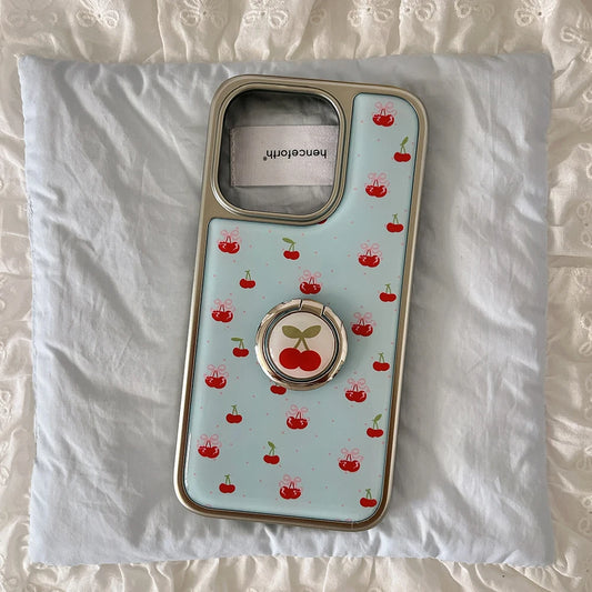 Cute Cherry Pattern Luxury Phone Case