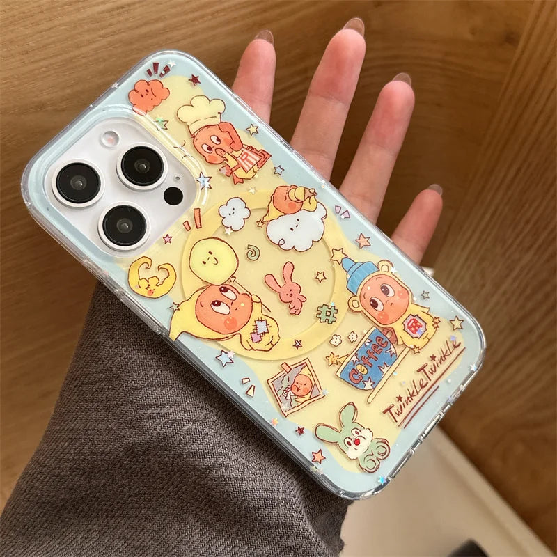 Kawaii Cartoon Star Baby Magnetic Phone Case For iPhone