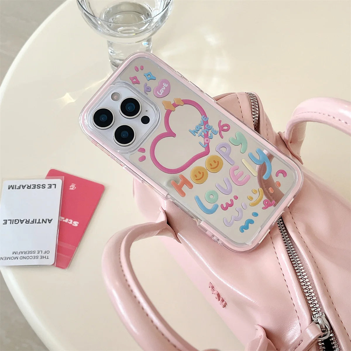 Colorful Graffiti Heart Shaped mMirror Surface Phone Case