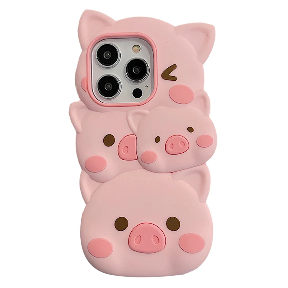 Cute 3D Pig Soft Silicone Phone Case For iPhone