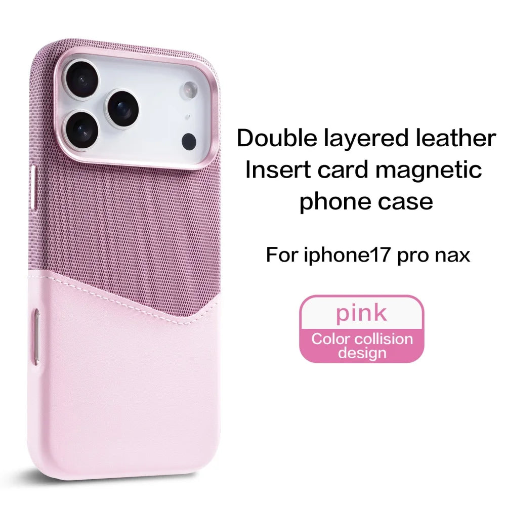 Fabric Splicing Texture Card Insertion Magnetic Phone Case For iPhone