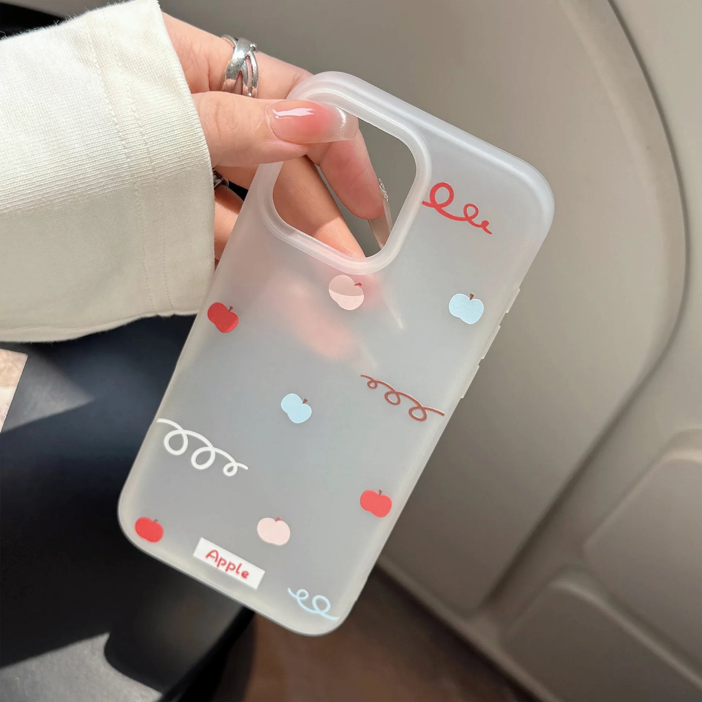 Korean Blue Red Apple Rotate Stand Holder Phone Case For iPhone