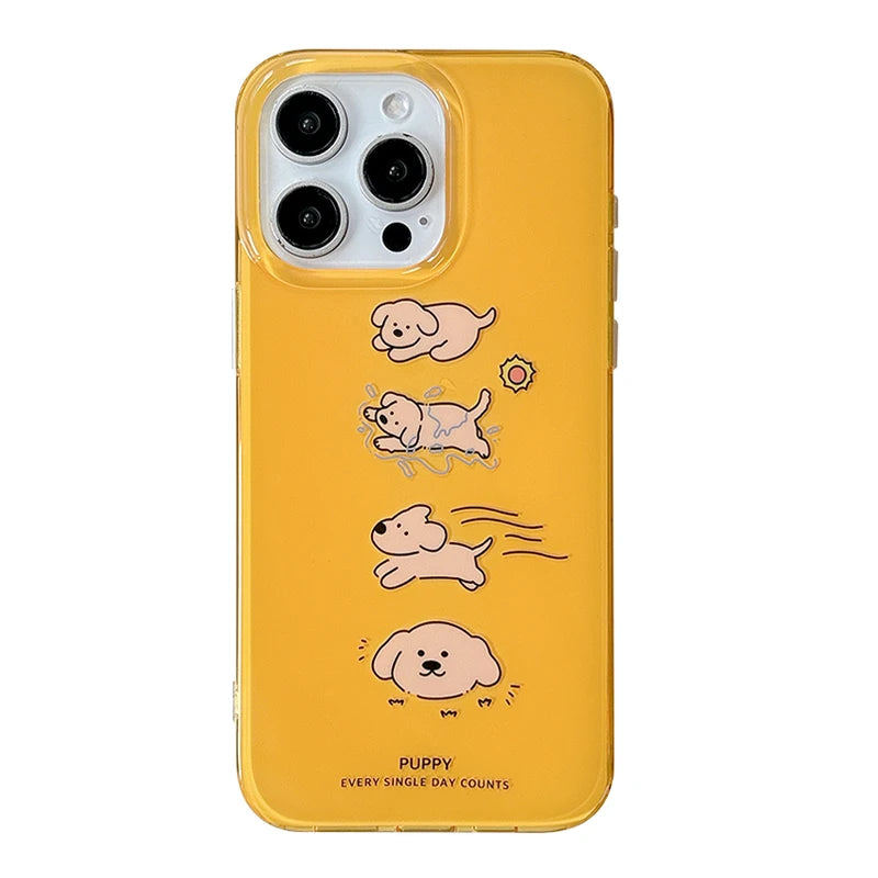 Lovely Cute Four Dogs Yellow Phone Case