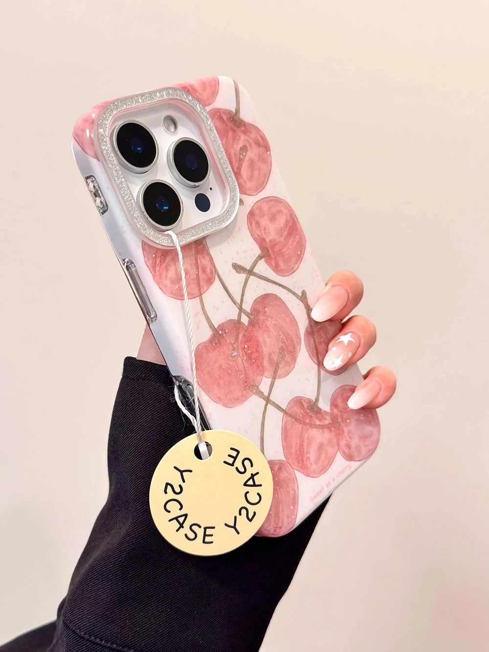 Cute Cherry Pattern Glitter Bling Phone Case