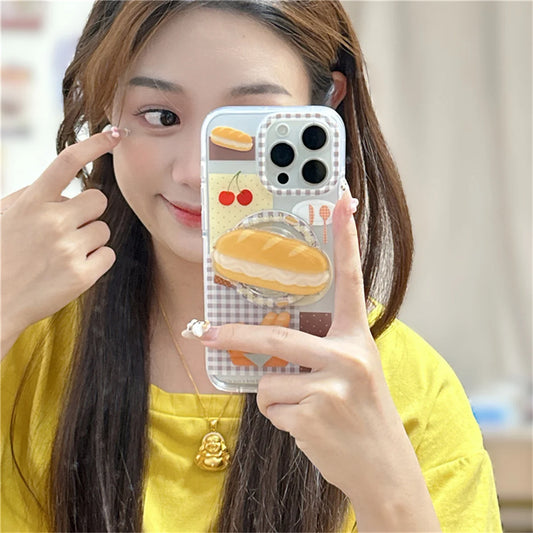 Korean Cute Bread Magnetic Phone Case For iPhone