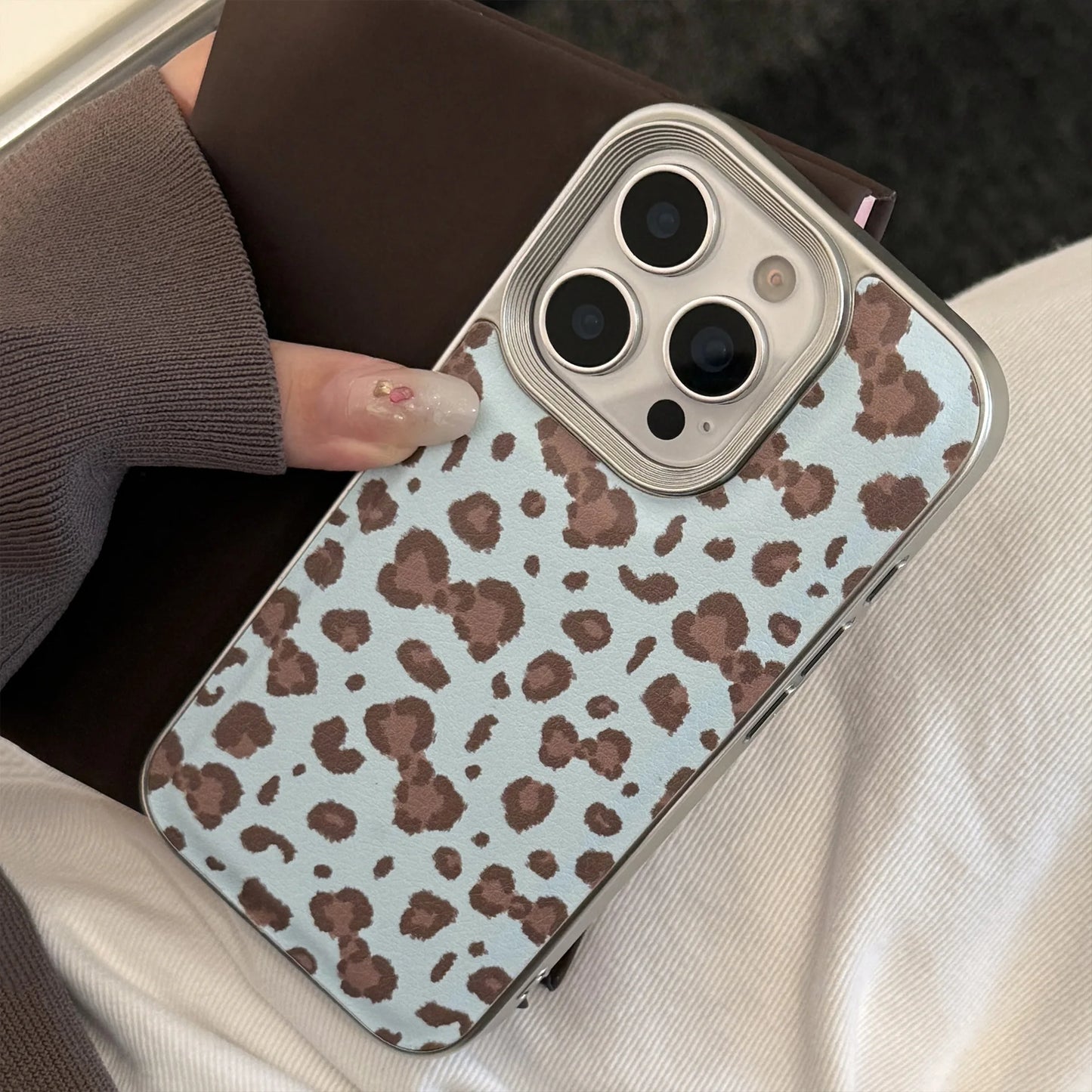 Stylish Bowknot Leopard Print Leather Texture Phone Case For iPhone