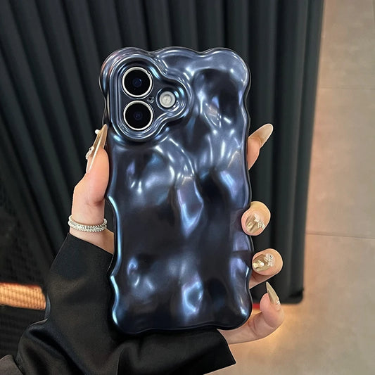 Luxury Matte Blue Bubble Wave Shape Phone Case
