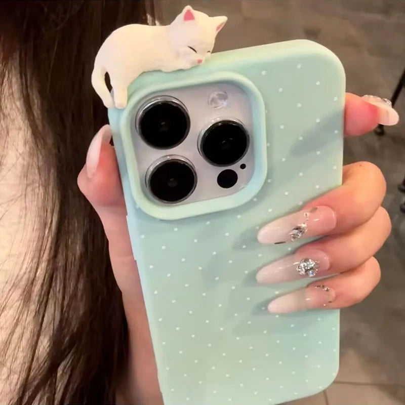 Korea Lovely Polka Dot Pattern Soft Phone Case For iPhone