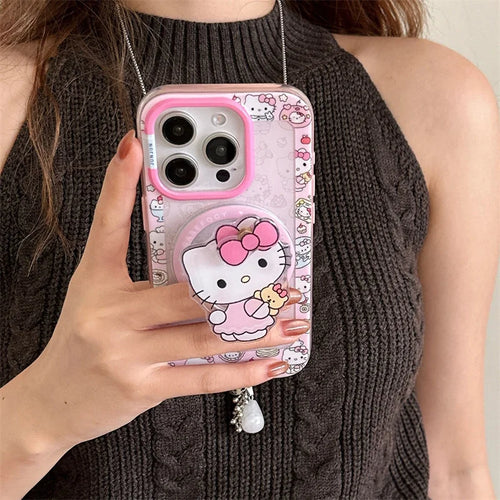 Korean Cute Pink Hello Kitty Magnetic Phone Case For iPhone