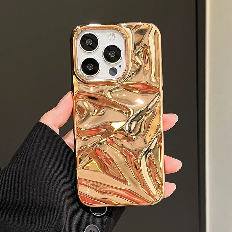 Fashion Plating Gold Wrinkle Meteorite Texture Phone Case