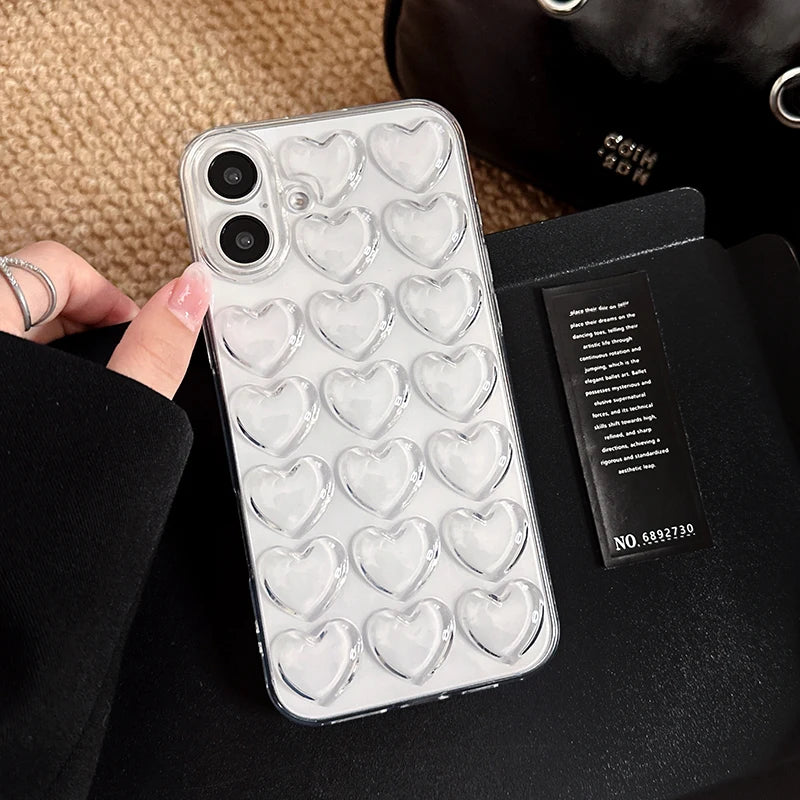 Fashion Transparent Love Heart Soft Silicone Phone Case