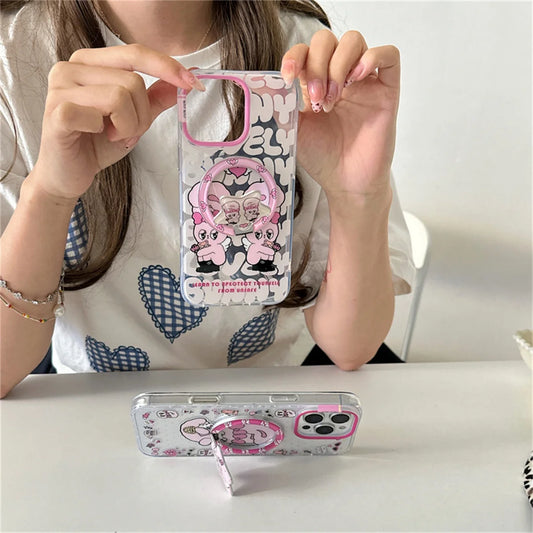 Cute Rabbit Magnetic Stand Holder Phone Case