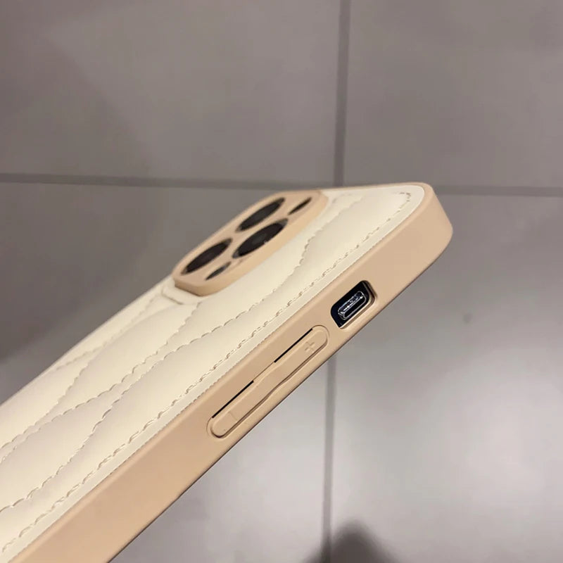 Wave Curve Beige Down Jacket Phone Case