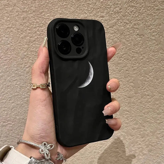 Minimalist Creative Black Moon Phone Case For iPhone
