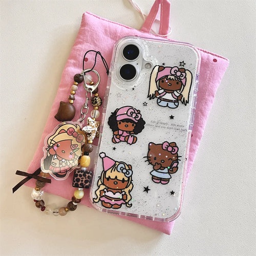 Glitter Cute Cartoon Black Skinned Cat Phone Case