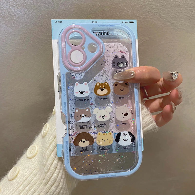 Cute Animal Glitter Bling Back Phone Case