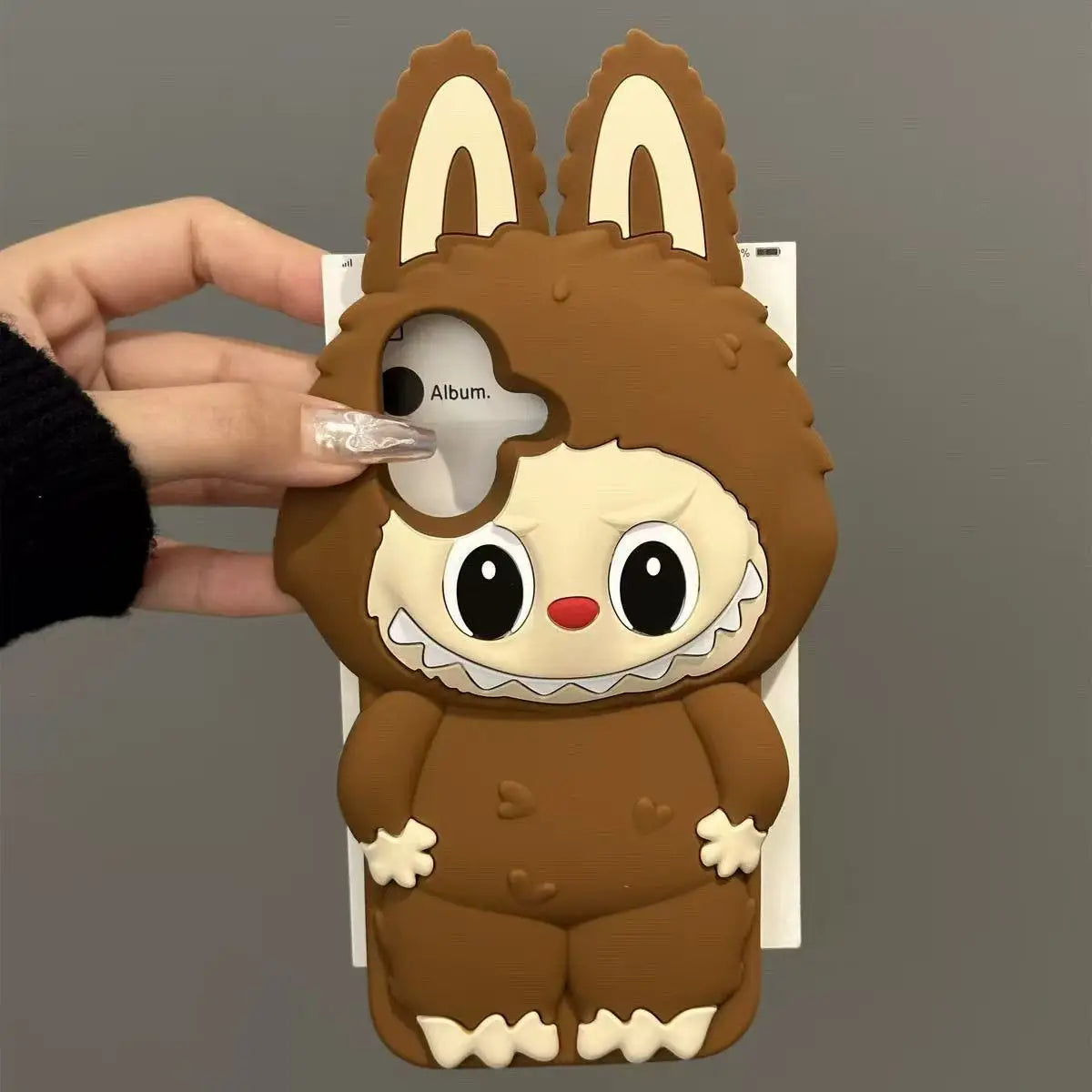 Kawaii 3D Cartoon Cute Monsters Soft Silicone Cover With Holder Phone Case