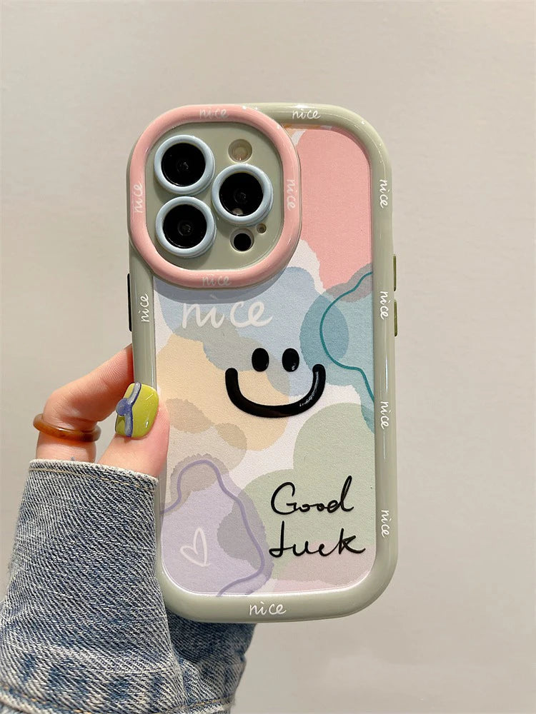 Simple Smile Letters Good Luck Hard Back Cover Case For iPhone