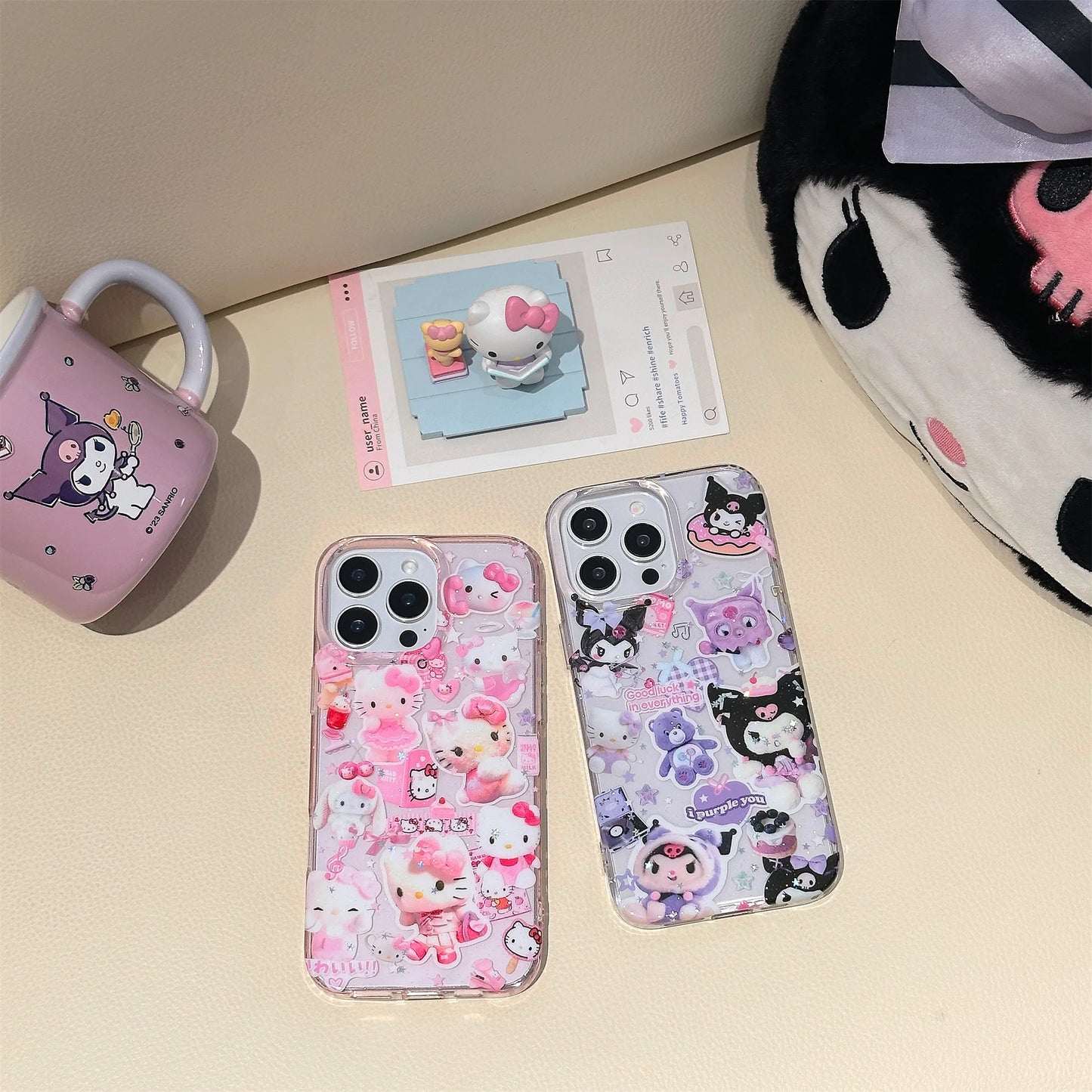 Cute Cinnamoroll Sticker series Bling Glitter Phone Case
